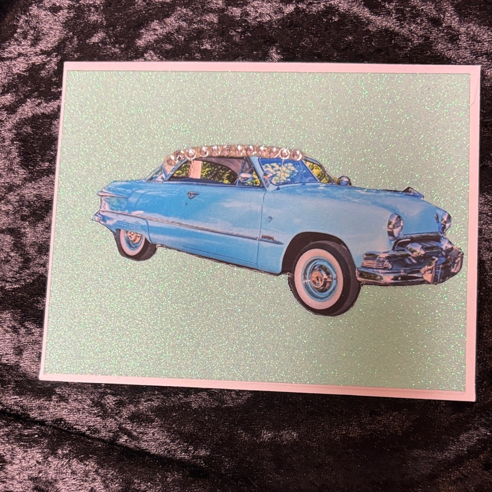 Vintage Blue Car Greeting Card